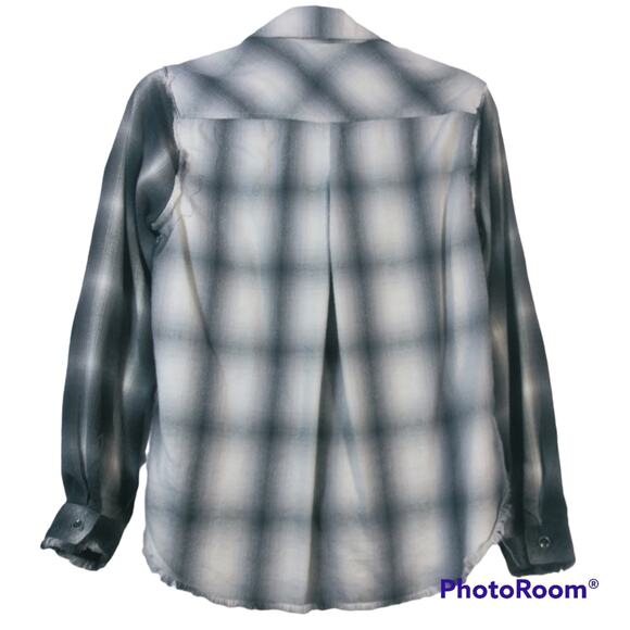 Bella Dahl Brown Mixed Media Distressed Flannel Button Up Size Xs - Picture 2 of 6